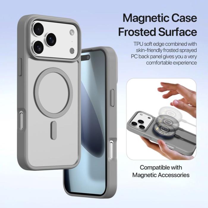 Dux Ducis - DUX DUCIS Lawa Series iPhone 17 Pro Plånboksfodral Äkta läder - Grå