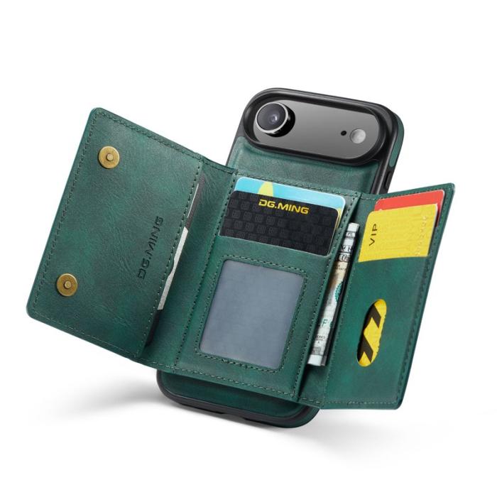 DG.MING - DG.MING M5 Series iPhone Air Plånboksfodral Konstläder Magnetiskt Grön