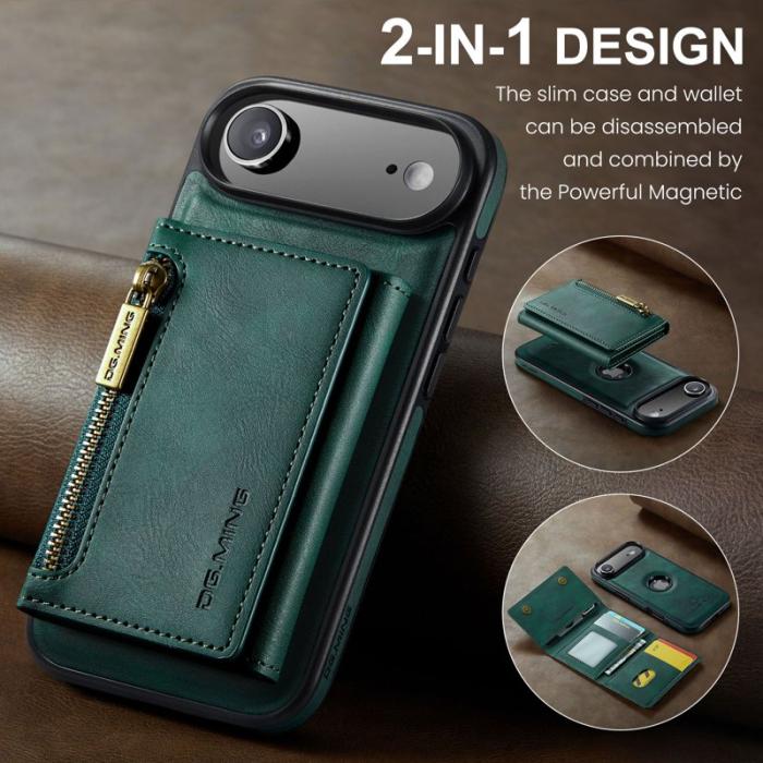 DG.MING - DG.MING M5 Series iPhone Air Plånboksfodral Konstläder Magnetiskt Grön