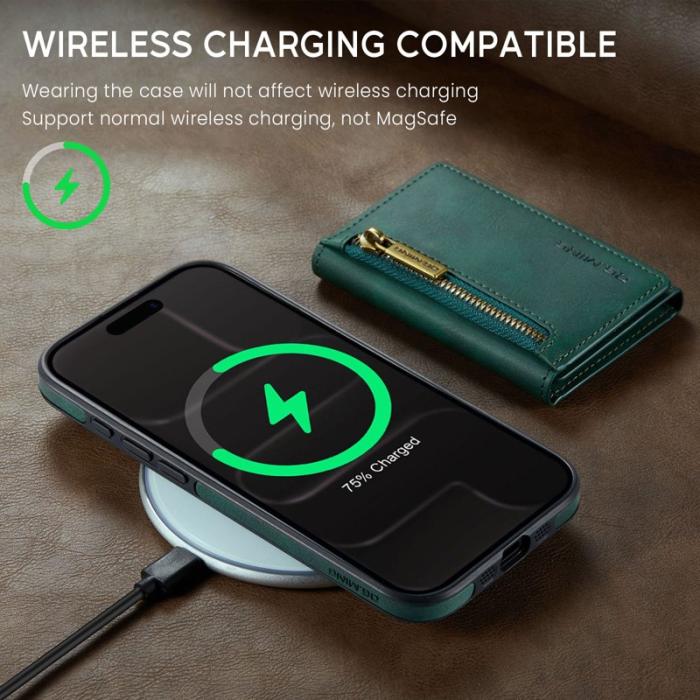 DG.MING - DG.MING M5 Series iPhone Air Plånboksfodral Konstläder Magnetiskt Grön