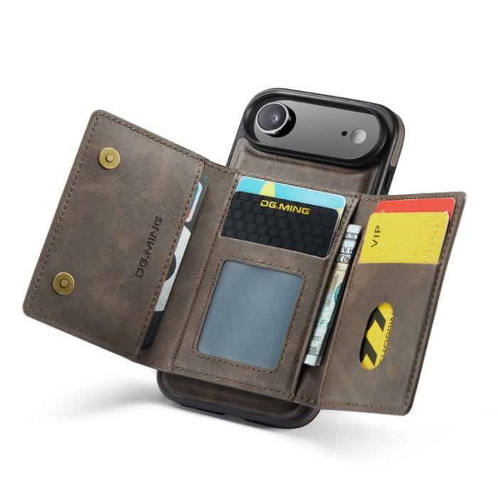 DG.MING - DG.MING M5 Series iPhone Air Plånboksfodral Konstläder Magnetiskt Brun