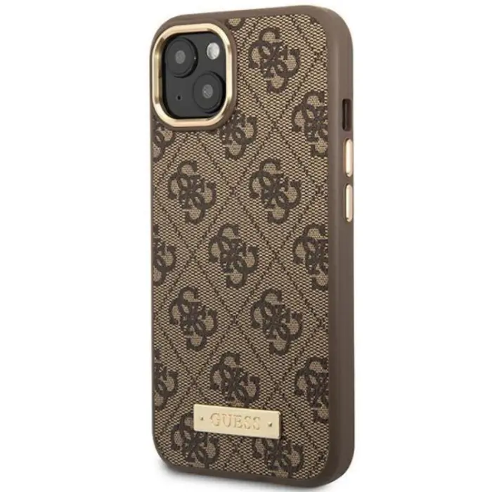 Guess - GUESS iPhone 14 Mobilskal MagSafe Logo Plate - Brun