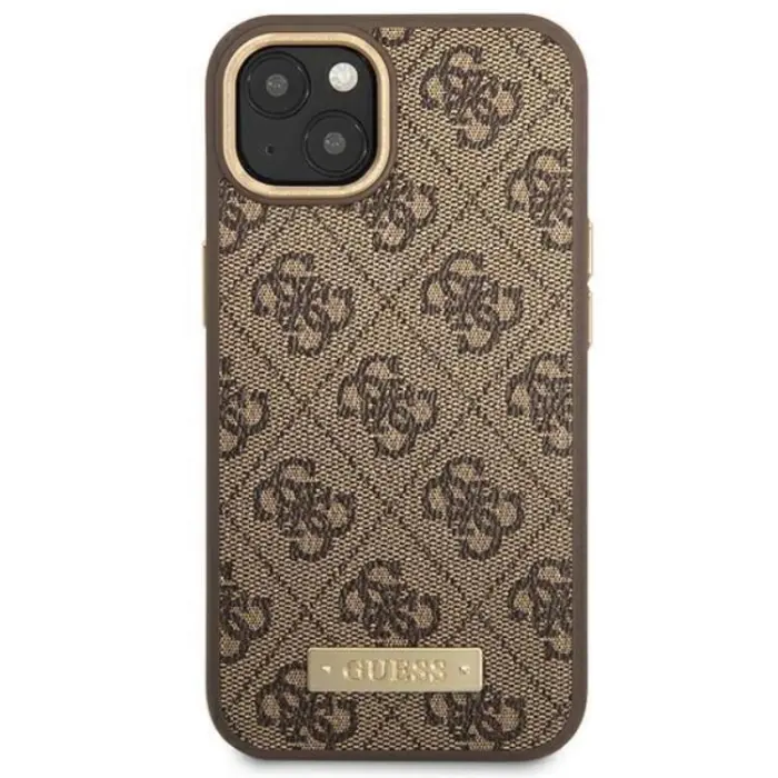 Guess - GUESS iPhone 14 Mobilskal MagSafe Logo Plate - Brun