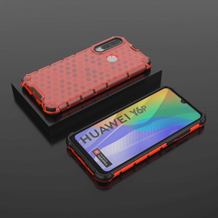 UTGATT1 - Honeycomb Armor Skal till Huawei Y6p - Röd