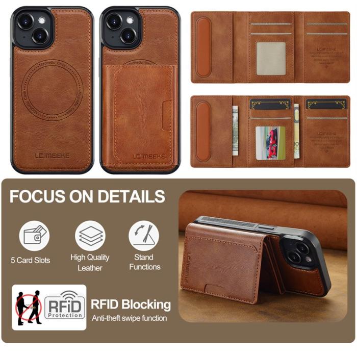 LC.imeeke - LC.IMEEKE L5 iPhone 13 Fodral KonstLäder - Brun