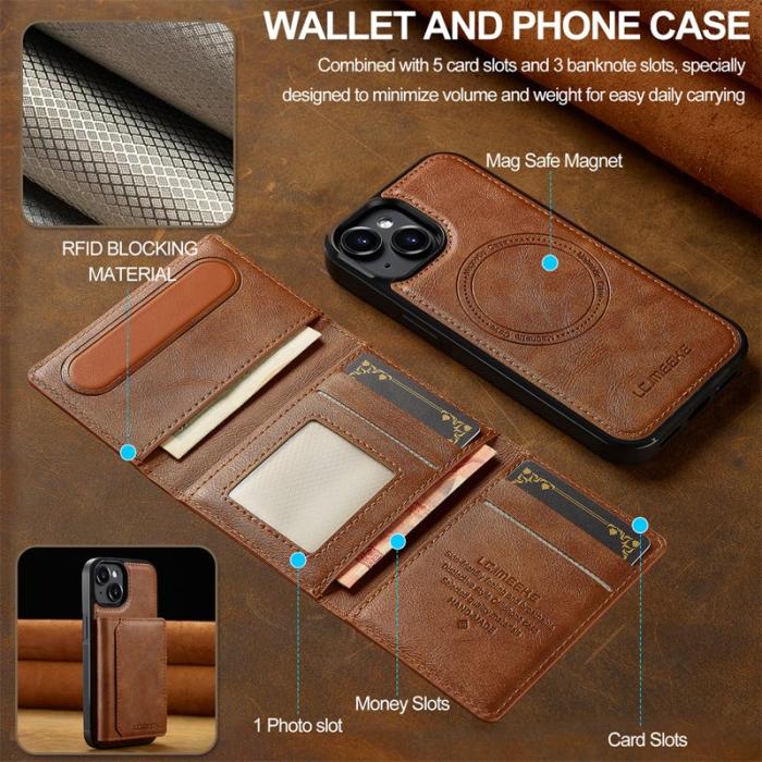 LC.imeeke - LC.IMEEKE L5 iPhone 13 Fodral KonstLäder - Brun