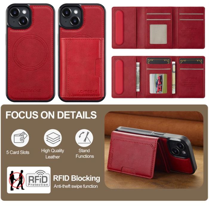 LC.imeeke - LC.IMEEKE L5 iPhone 13 Fodral KonstLäder - Röd