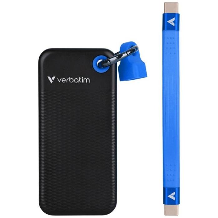 Verbatim - Verbatim Extern hårddisk Pocket SSD 256GB USB-C 3.2 Gen 2 - Svart/Blå