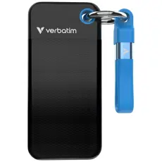 Verbatim - Verbatim Extern h&aring;rddisk Pocket SSD 256GB USB-C 3.2 Gen 2 - Svart/Bl&aring;
