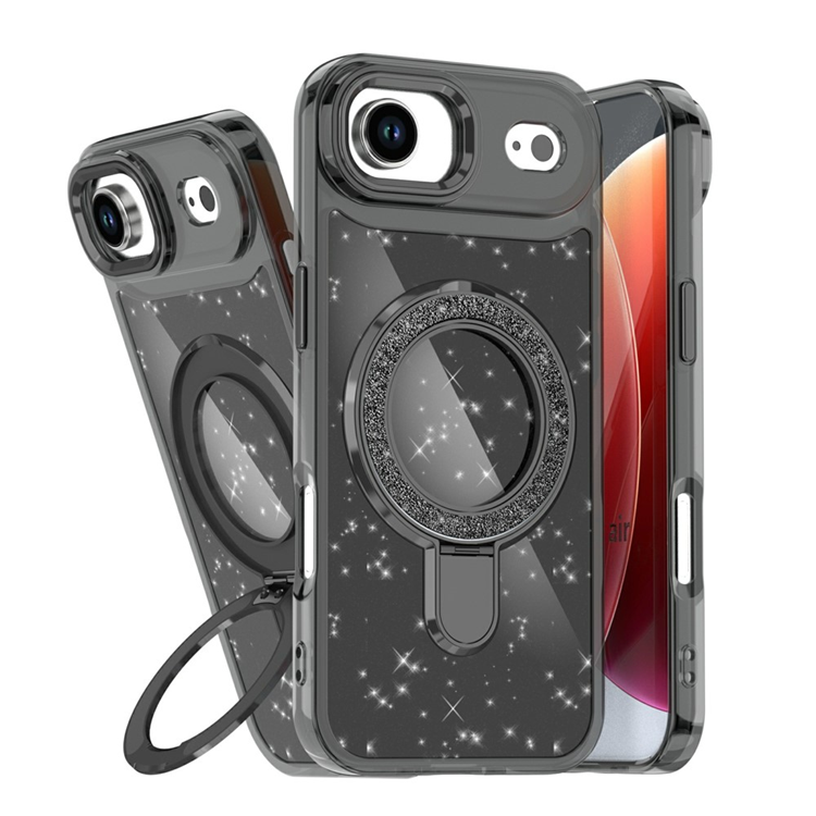 iPhone Air Mobilskal Glitter Design TPU + PC Kickstand - Svart | 2353 | AlltMobil