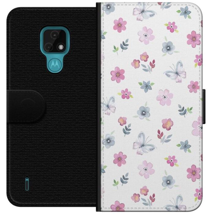 iSecrets - Plånboksfodral till Motorola Moto E7 med Blommor och fjärillar