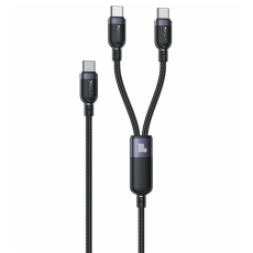 Yesido - YESIDO 2in1 USB-C - 2x USB-C 100W Kabel 1.2m PD CA92 - Svart