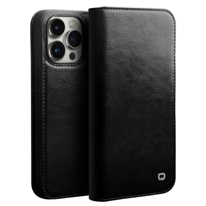 QIALINO - Qialino iPhone 14 Pro Max Plånboksfodral Äkta Läder Drop Proof