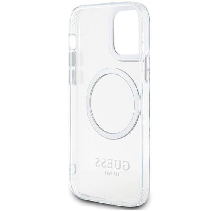 Guess - Guess iPhone 12 Pro/12 Mobilskal Magsafe Metall Outline - Silver