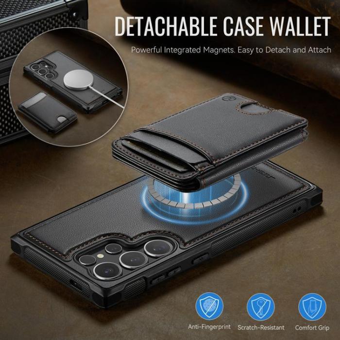 OEM - JEEHOOD Samsung Galaxy S24 Ultra Fodral KonstLäder - Svart