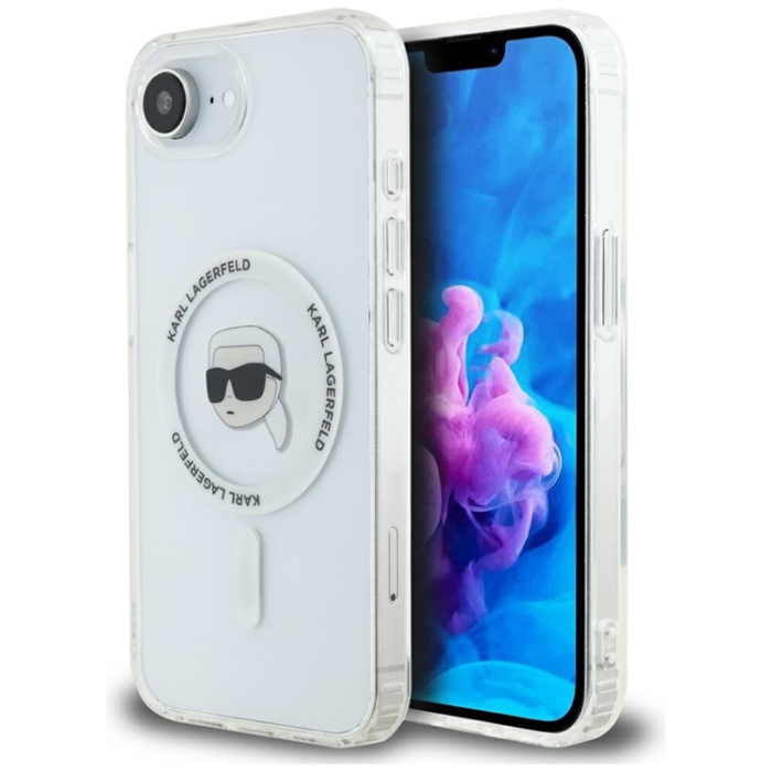 KARL LAGERFELD - Karl Lagerfeld iPhone 16e Mobilskal Magsafe Metal Karl Head - Vit