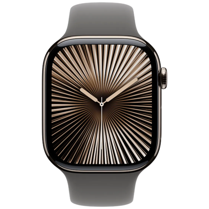 Apple - Apple Watch Series 10 46mm 4G (GPS) Natural Titanium (Rubber Band Grå M/L)