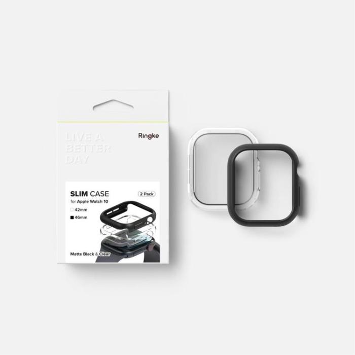 Ringke - [2-Pack] Ringke Apple Watch 42mm Series 10 Skal Slim - Clear/Svart