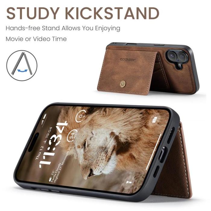 OEM - JEEHOOD iPhone 17 Mobilskal KonstLäder + Plast Avtagbar - Brun