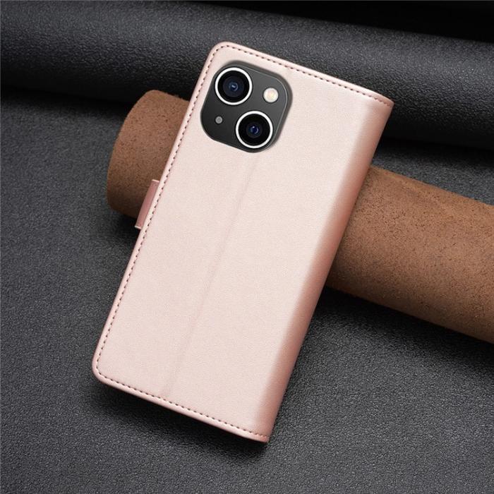 A-One Brand - iPhone 15 Plus Plånboksfodral Zipper Flip - Rosa Guld