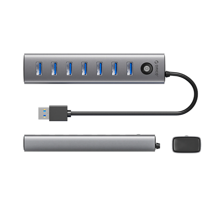 ORICO - Orico Hubb 7xUSB-A 3.0 1xUSB-C 5V/3A 1m - Grå