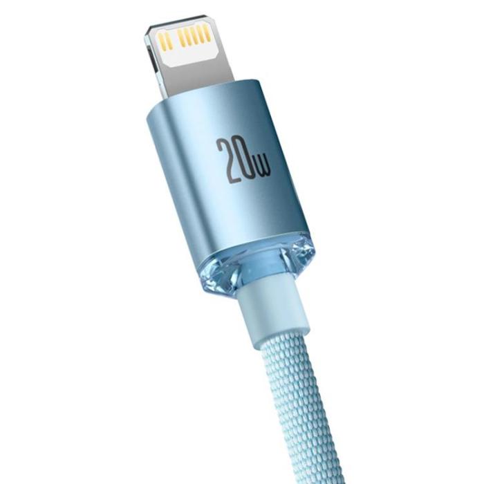 BASEUS - Baseus USB-C Till Lightning Kabel 20W 2m Crystal Shine Sky Blå