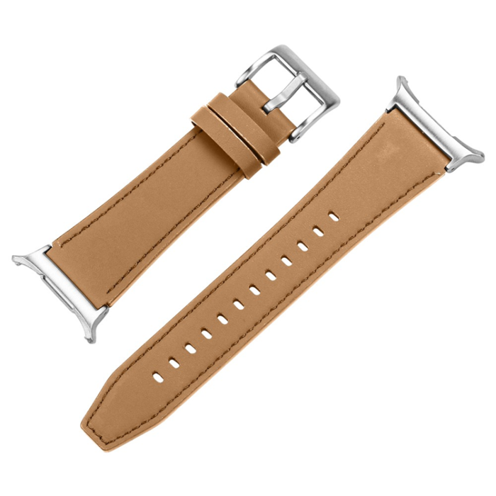A-One Brand - Galaxy Watch 8/8 Classic (40/44/46mm) Armband Genuine Cow Läder - Camel