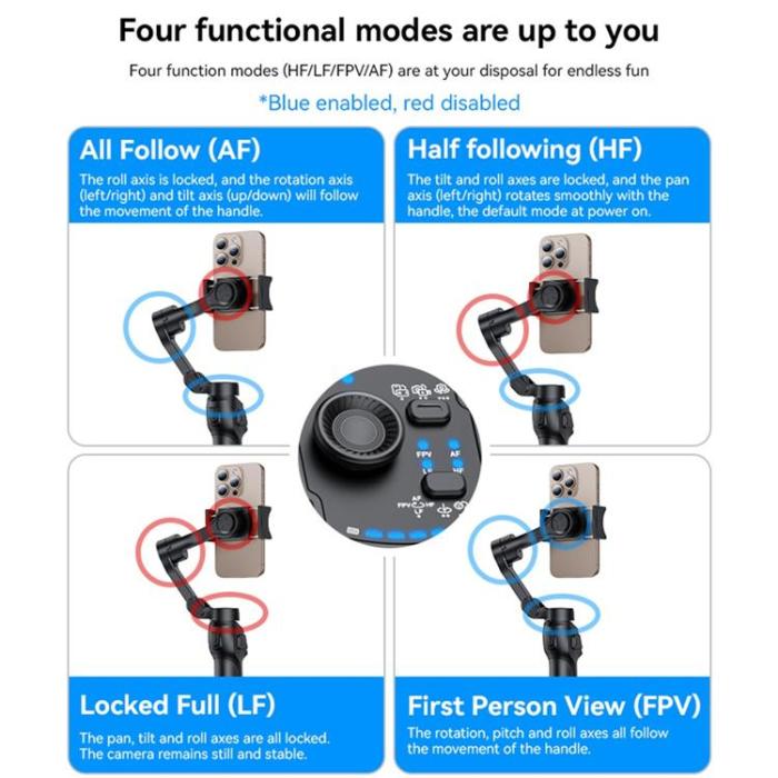 Yesido - YESIDO 3-Axlig Handhållen Gimbalstabilisator för Smartphones SF27