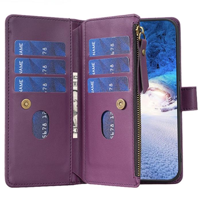 OEM - iPhone 15 Plånboksfodral Zipper Flip - Lavender