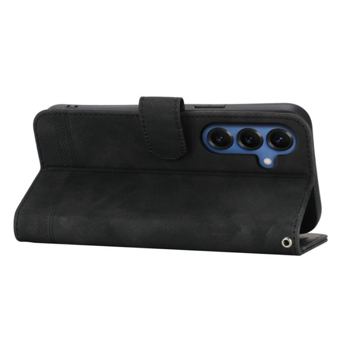 DIERFENG - DIERFENG Samsung Galaxy S26 Fodral Läder Med Handledsrem - Svart