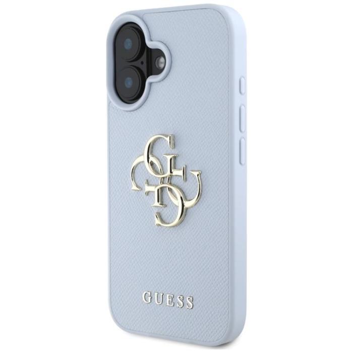 Guess - Guess iPhone 16 Mobilskal Grained Big 4G Small Classic Logo - Blå