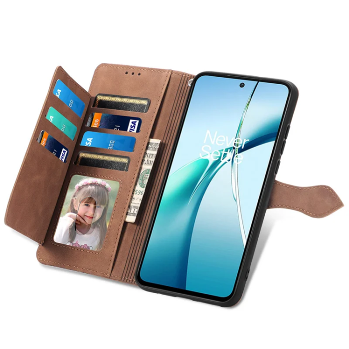 A-One Brand - Xiaomi 15 Ultra Plånboksfodral Flower Imprint Zipper - Brun
