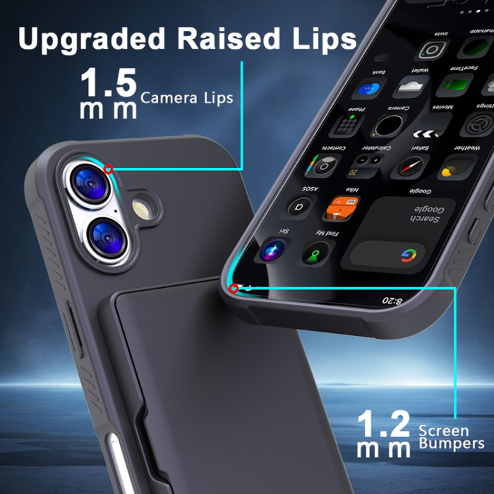 A-One Brand - iPhone 17 Mobilskal Korthållare Mirror Kickstand - Svart