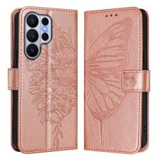OEM - Samsung Galaxy S26 Ultra Pl&aring;nboksfodral Konstl&auml;der Med Handledsrem - Ros&eacute;guld