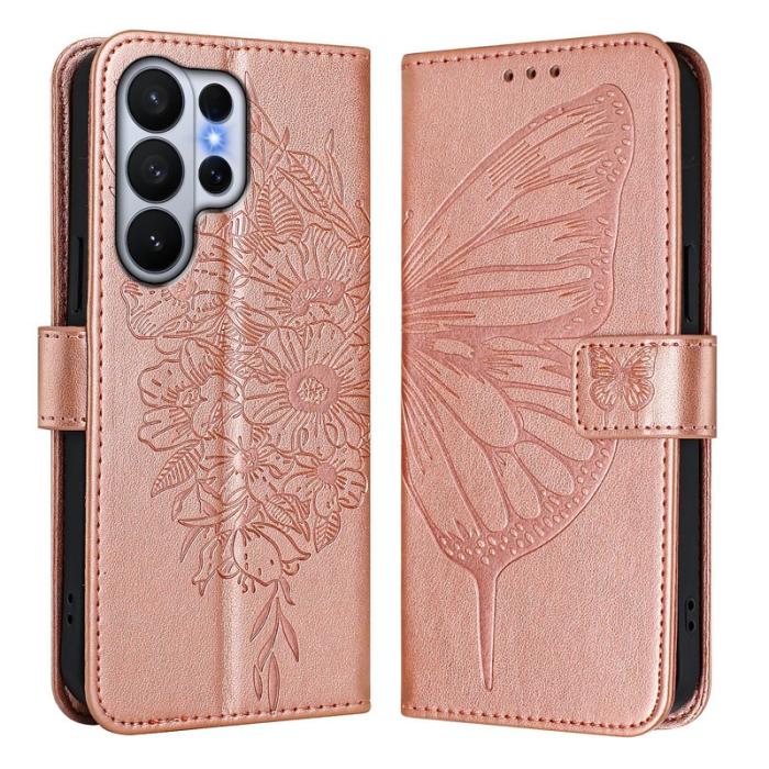 OEM - Samsung Galaxy S26 Ultra Plånboksfodral Konstläder Med Handledsrem - Roséguld