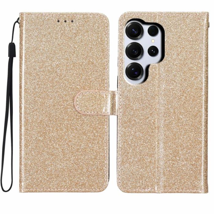 OEM - Samsung Galaxy S26 Ultra Plånboksfodral Glitter Anti-Scratch Konstläder - Guld