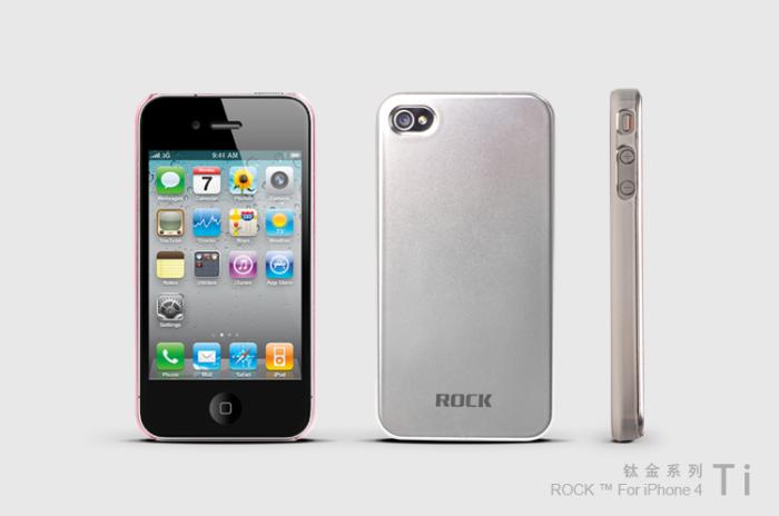 ROCK - Rock Titanium skal till Apple iPhone 4 (Silver) + HD Skärmskydd