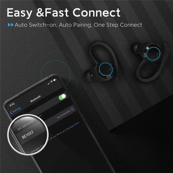A-One Brand - Vattentäta In-Ear SportHörlurar Bluetooth BE1033 - Svart