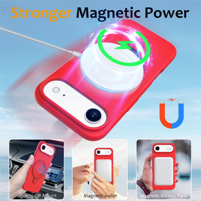 A-One Brand - iPhone Air Mobiskal MagSafe Kickstand PC + Silikon - Röd