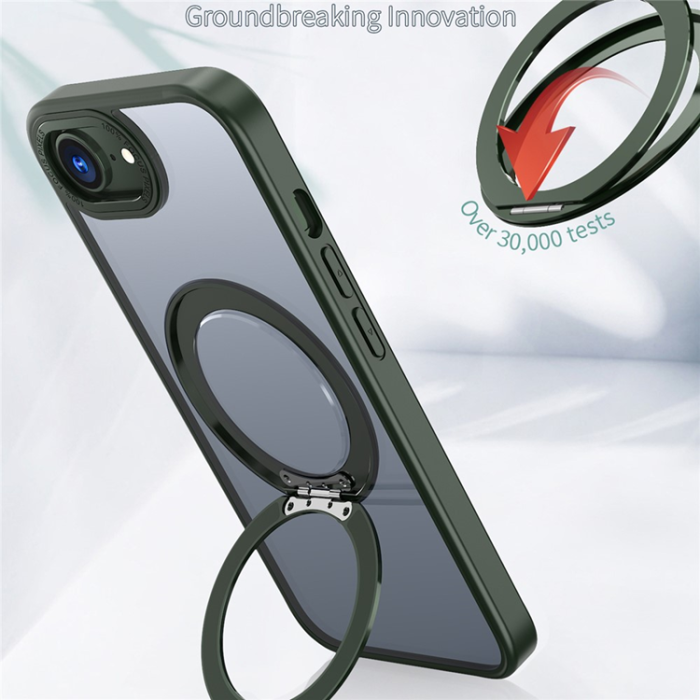 OEM - iPhone 16e Mobilskal MagSafe TPU + Acrylic Kickstand - Svartgrön