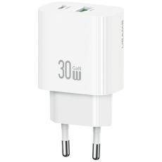 USAMS - USAMS Snabbladdare 30W 1xUSB-C 1xUSB-A CC316 - Vit