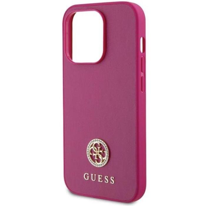 Guess - Guess iPhone 15 Pro Mobilskal Strass Metal Logo - Rosa