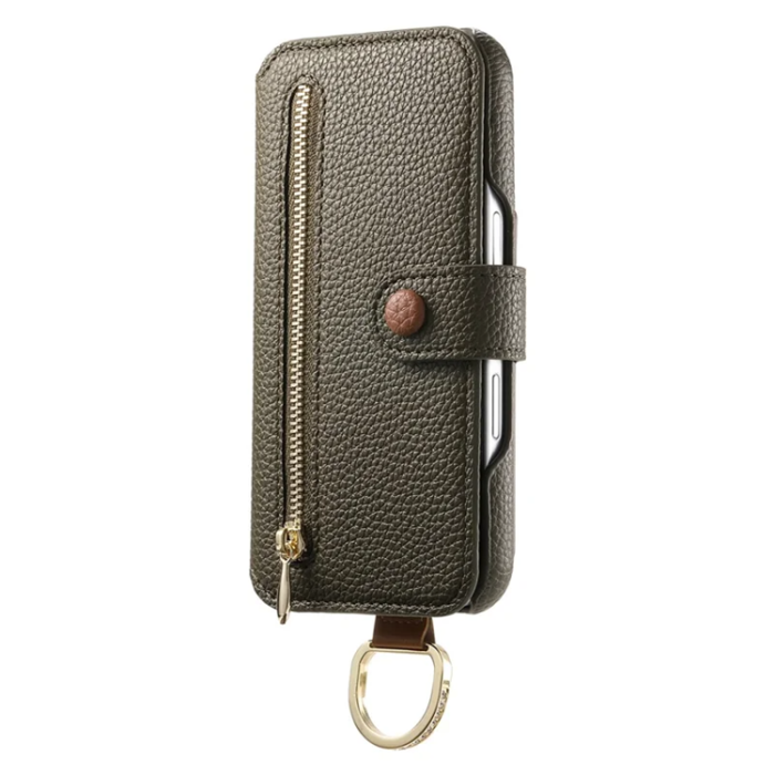 A-One Brand - iPhone 17 Pro Max Konstläder Plånboksfodral RFID-Skydd Zipper - Grön