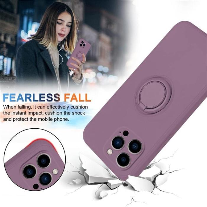 OEM - iPhone 15 Pro Mobilskal Ringhållare Liquid Silikon - Lila