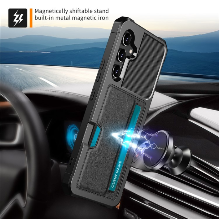 A-One Brand - Galaxy A54 5G Mobilskal ZM02 Korthållare PU Läder - Svart