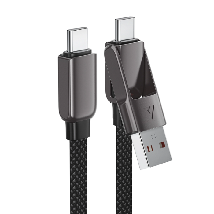 Acefast - Acefast USB-C - USB-A - USB-C 3A Kabel 1.2m 480Mb/s - Svart