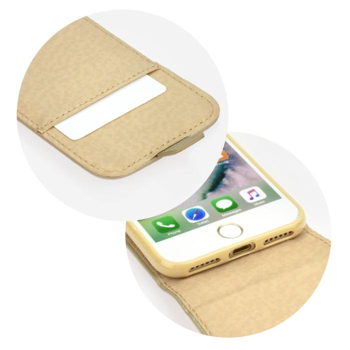 UTGATT1 - Flip fodral med kortfack till iPhone X Guld