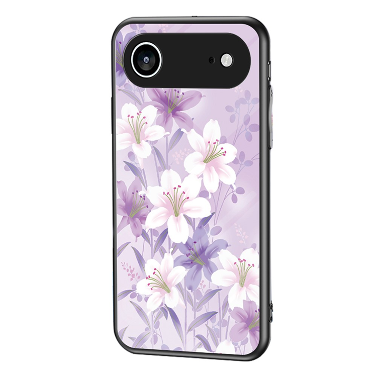 iPhone Air Mobilskal Floral Pattern TPU + Härdat Glas - Lila | 2353 | AlltMobil