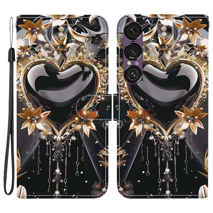 Sony Xperia 1 VII Plånboksfodral Pattern Printing - Heart | 2353 | AlltMobil