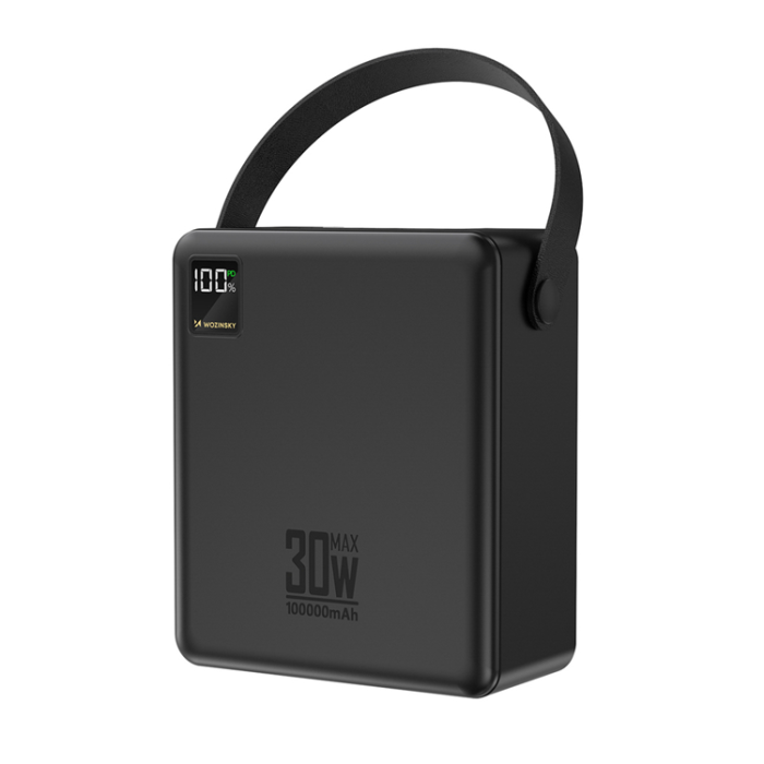 Wozinsky - Wozinsky Powerbank 100000mAh 30W med ficklampa - Svart
